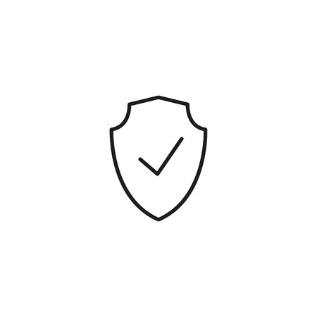 protection checked thin line icon on white backgroundのイラスト素材