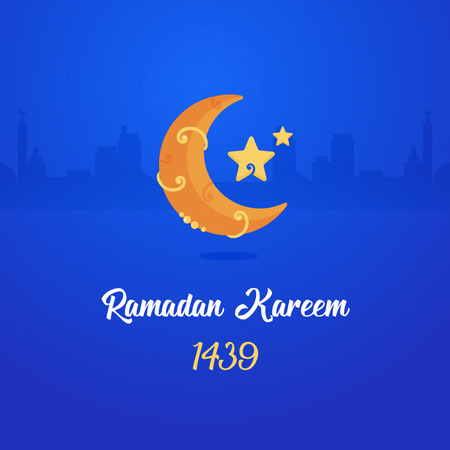 Ramadan Moon with blue backgroundのイラスト素材
