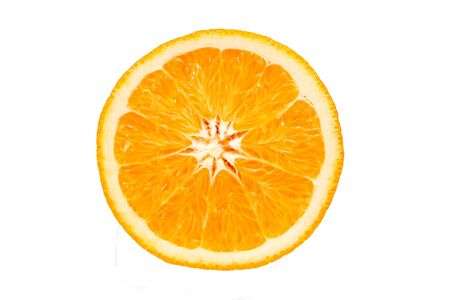 cut fresh ripe orange on a white background. isolateの写真素材