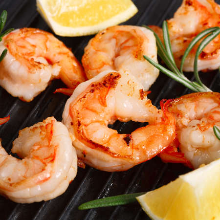 Grilled tiger shrimpsの写真素材