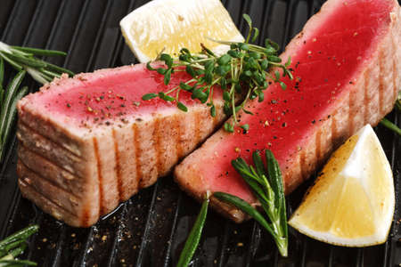 Grilled tuna steakの写真素材