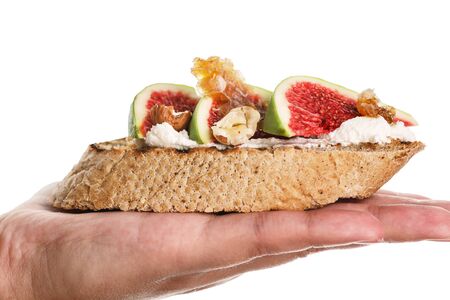 Toasts with figs. Isolatedの写真素材