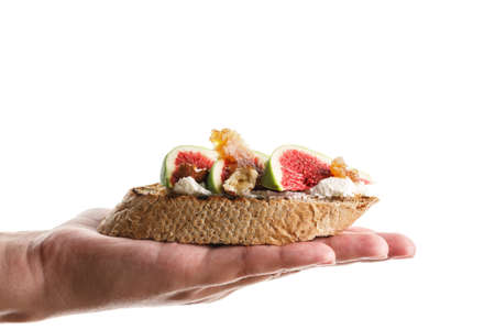 Toasts with figs. Isolatedの写真素材