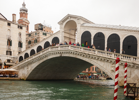 view of the Rialto Bridge in Venice in cloudy weather. italyの写真素材