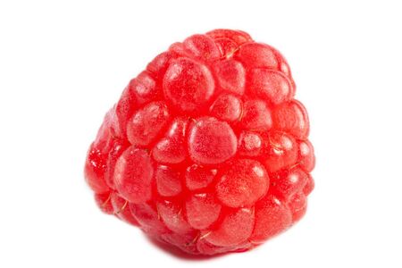 Fresh ripe raspberry closeup on white background. Isolated