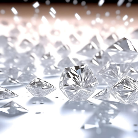 Diamonds on a white background. 3D illustration. 3D rendering.の素材