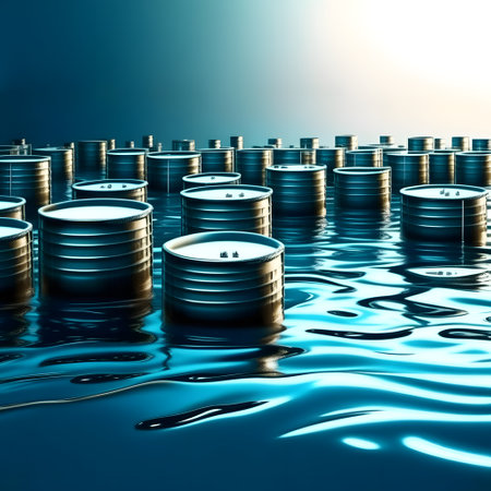 metal barrels of oil float in the sea. Blu tintの素材