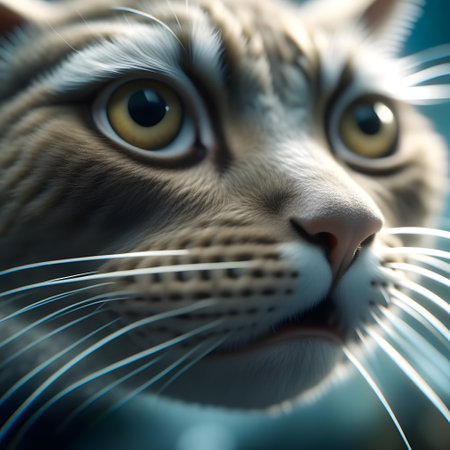 Close-up portrait of a cat with big eyes. 3d renderingの素材