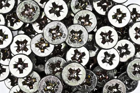 Close-up of a bunch of sheet rock screwsの写真素材