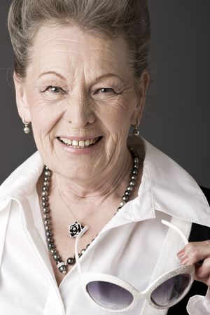 Fashion portrait of a senior ladyの写真素材