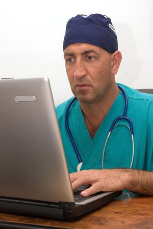 doctor at work with computerの写真素材
