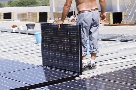photovoltaic panelsの写真素材