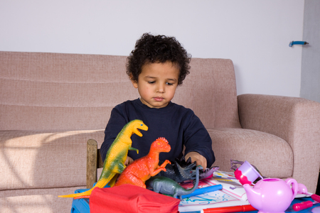 a boy girl playingの写真素材