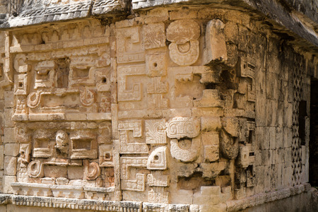 uxmal walls in yucatan mexicoの写真素材