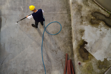 washing industrial floorの写真素材