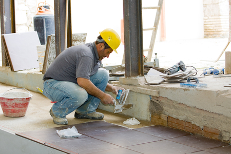 people at work in a building siteの写真素材