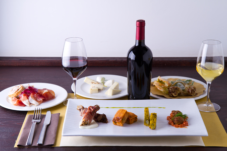 main courses ready in a gourmet restaurantの写真素材