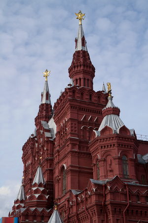 state historical museum moskow with the decoration for the victory paradeのeditorial素材