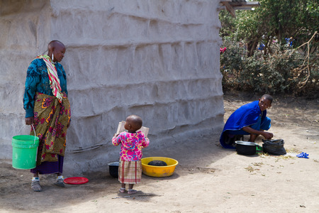 masai village and its people in tanzaniaのeditorial素材