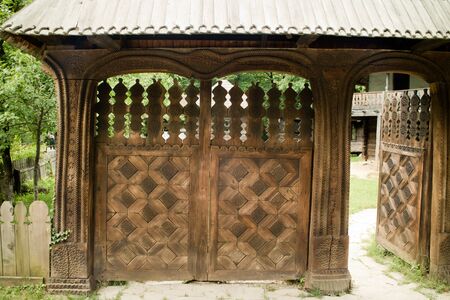 typical wooden house of romaniaの写真素材