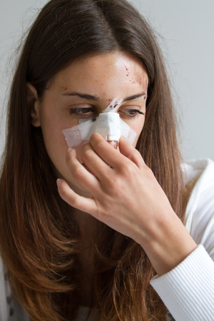 girl victim of accident or violenceの写真素材