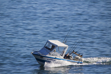 Fisherman on boatのeditorial素材