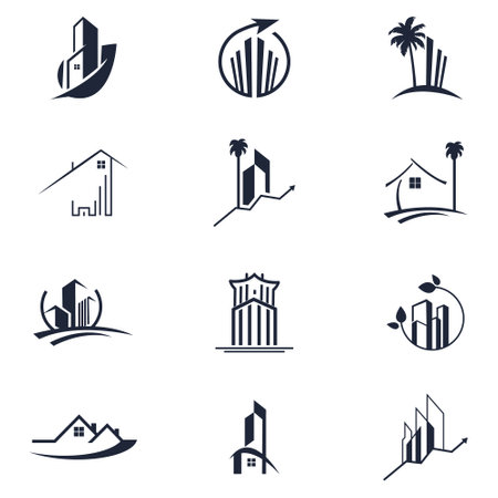 Real Estate, Construction Professional Icon Set 12 Bundle Designのイラスト素材