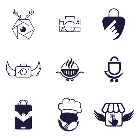 Business, Company Professional Logo Icon Set 9 Bundle Designのイラスト素材