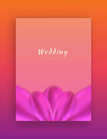 Minimalist Invitation card design with pink flower petal element decorations.のイラスト素材