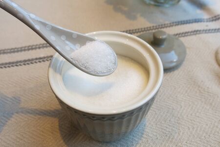 White Sweet Sugar Ingredient On Tableの写真素材