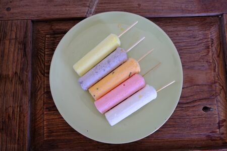 Colorful Sweet dessert asian Ice cream stickの写真素材