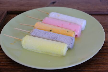 Colorful Sweet dessert asian Ice cream stickの写真素材