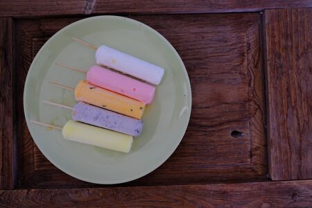 Colorful Sweet dessert asian Ice cream stickの写真素材