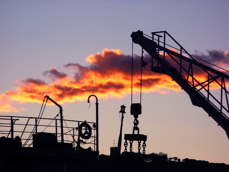Sunset in Barcelona's portの写真素材
