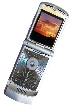Cell phone isolated in whiteの写真素材