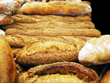 Bread baguettes and buns still life