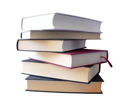 Books pile isolated in white, with clipping pathの写真素材