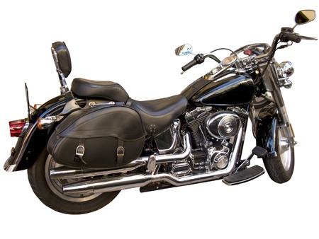 A black motorcycle, isolated in whiteの写真素材