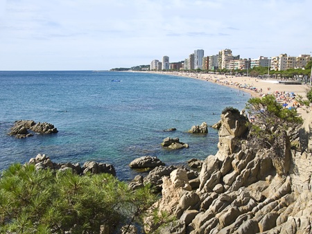 Beautiful beach and blue water at Costa Brava (Spain)の写真素材