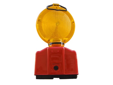 Public construction warning light, isolated in white
