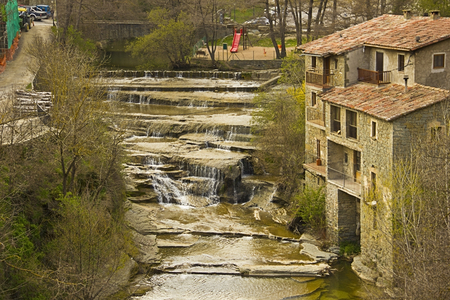 A little old town with a river in Spain