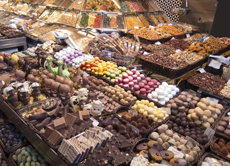 Stall of sweets in La Boqueriaの写真素材