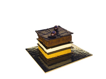 A single portion of layerd chocolate cakeの写真素材