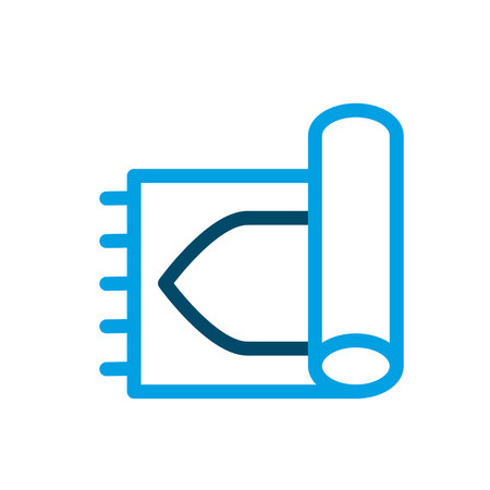 Islamic scroll scripture outline icon symbolizing Ramadan spiritual reading, Muslim religious knowledge, sacred writing and faith traditionのイラスト素材