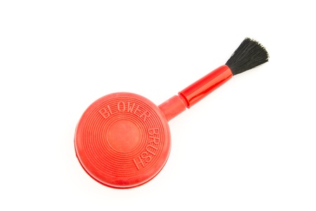 The red blower brush on white background 