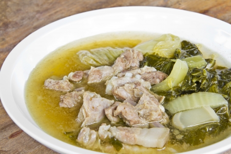 spare ribs stew soup with Chinese mustard の写真素材