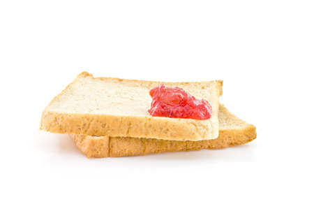 Red fruit jam paint on the bread