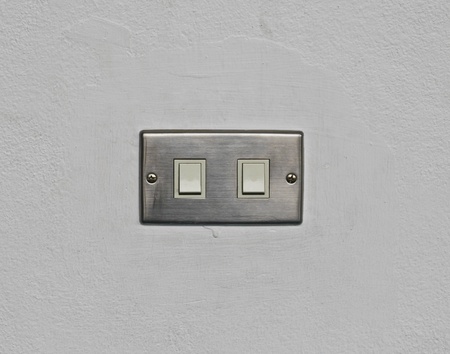 Electric switch on wallの写真素材