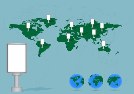 Billboard on World map vector illustrationのイラスト素材