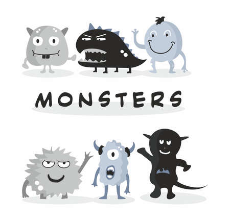 dark monsters on a white backgroundの写真素材